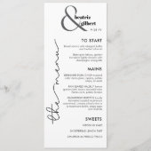 Modern Monogram Black and White Wedding Menu Card メニュー (正面)