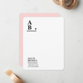 Modern Monogram Blush Pink Feminine Design ノートカード (正面/裏面インサイチュ)