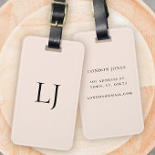 Modern Monogram Blush Pink Simple Personalized ラゲッジタグ