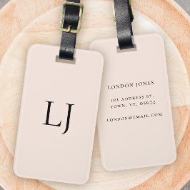 Modern Monogram Blush Pink Simple Personalized ラゲッジタグ
