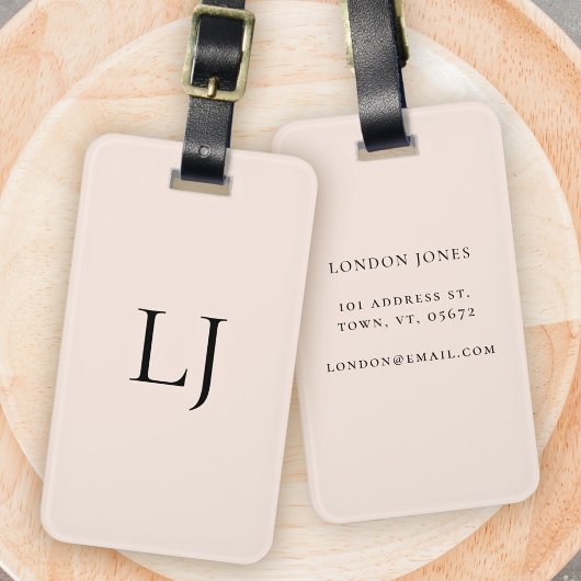 Modern Monogram Blush Pink Simple Personalized ラゲッジタグ
