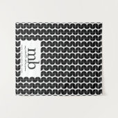 Modern Monogram Business Table Runner Banner White タペストリー (正面(横))