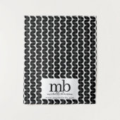 Modern Monogram Business Table Runner Banner White タペストリー (正面)