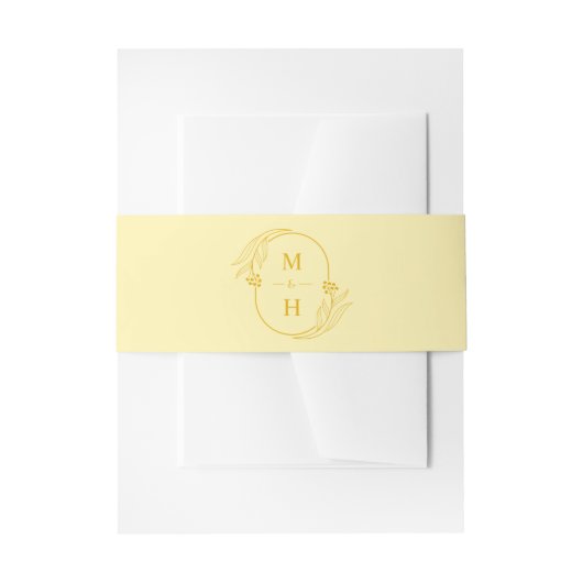 Modern Monogram Butter Yellow Wedding 招待状ベリーバンド (正面例)