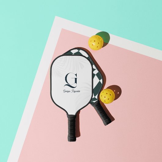 Modern Monogram | Checkerboard Pattern Design ピックルボールラケット