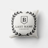 Modern Monogram Crest Personalized Family Name  クッション (正面)