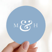 Modern Monogram Dusty Blue Wedding Favor ラウンドシール