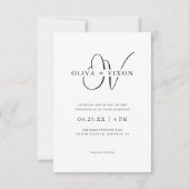 Modern Monogram Elegant Photo Wedding Invitation 招待状 (正面)