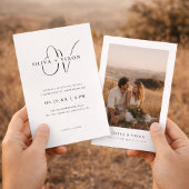 Modern Monogram Elegant Photo Wedding Invitation 招待状