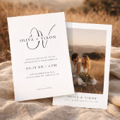 Modern Monogram Elegant Photo Wedding Invitation 招待状