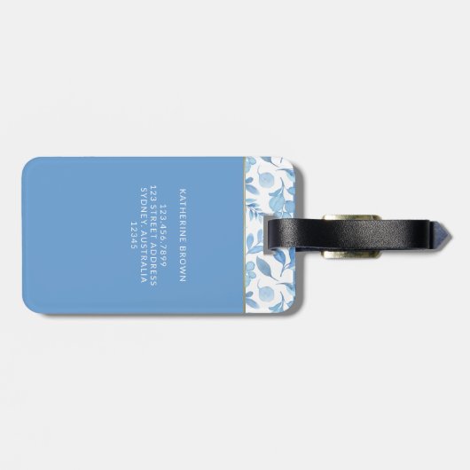 Modern Monogram flower Pattern Trendy Stylish  ラゲッジタグ (裏面横)