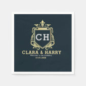  Modern monogram gold calligraphy wedding  スタンダードカクテルナプキン (正面)