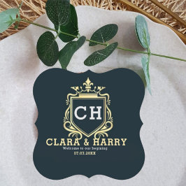  Modern monogram gold calligraphy wedding  ペーパーコースター
