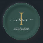 Modern Monogram Graduation 2026 Party Minimalist ペーパープレート<br><div class="desc">Graduation 2026 Monogram Script Initial Name Grad Party paper plates. Edit and customize with your own name, initial, school name and class by clicking the "Personalize" button.</div>
