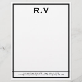 Modern Monogram Gray Border Company letterhead レターヘッド