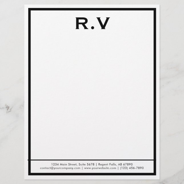 Modern Monogram Gray Border Company letterhead レターヘッド (正面)
