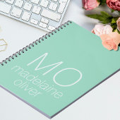 Modern Monogram Green and White Notebook ノートブック