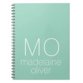 Modern Monogram Green and White Notebook ノートブック (正面)