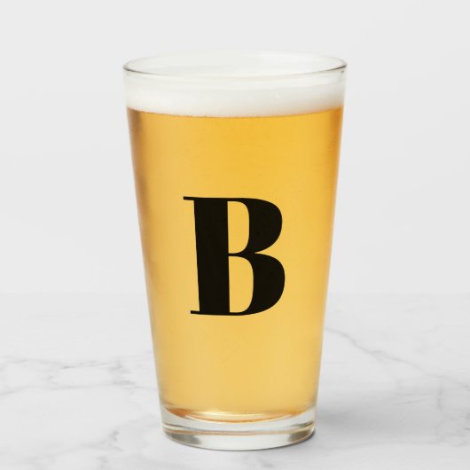Modern Monogram Initial Beer  タンブラーグラス (ドリンク正面)