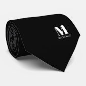 Modern Monogram Initial Crest Personalized Black ネクタイ (ロール)