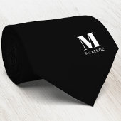 Modern Monogram Initial Crest Personalized Black ネクタイ