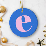 Modern Monogram Initial Letter Bright Blue Pink セラミックオーナメント<br><div class="desc">Cute modern monogram with the letter of your choosing,  in blue and pink.</div>