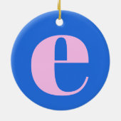 Modern Monogram Initial Letter Bright Blue Pink セラミックオーナメント (裏面)