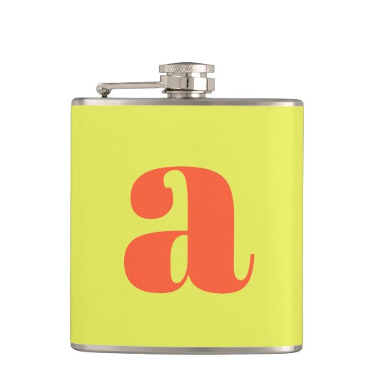Modern Monogram Initial Letter Chartreuse Wedding フラスク (正面)