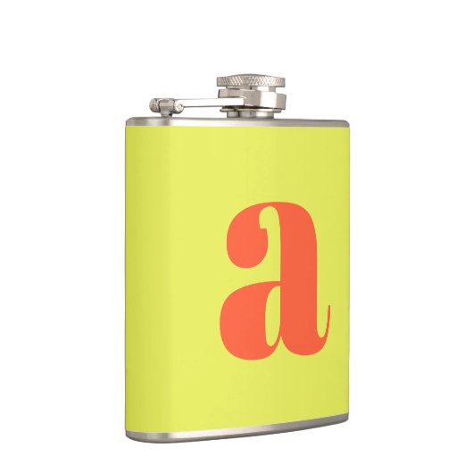 Modern Monogram Initial Letter Chartreuse Wedding フラスク (右)