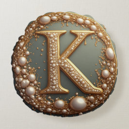 Modern Monogram Initial Letter K ラウンドクッション