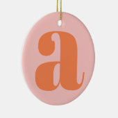 Modern Monogram Initial Letter Pastel Pink Orange セラミックオーナメント (右)