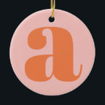 Modern Monogram Initial Letter Pastel Pink Orange セラミックオーナメント<br><div class="desc">Cute modern monogram with the first letter of your choosing,  in pastel pink and orange.</div>