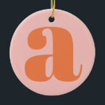 Modern Monogram Initial Letter Pastel Pink Orange セラミックオーナメント<br><div class="desc">Cute modern monogram with the first letter of your choosing,  in pastel pink and orange.</div>