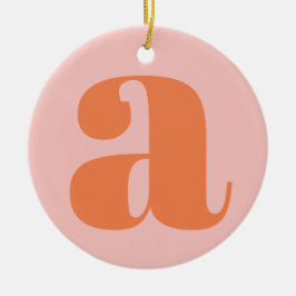 Modern Monogram Initial Letter Pastel Pink Orange セラミックオーナメント