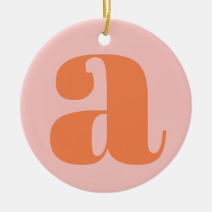 Modern Monogram Initial Letter Pastel Pink Orange セラミックオーナメント