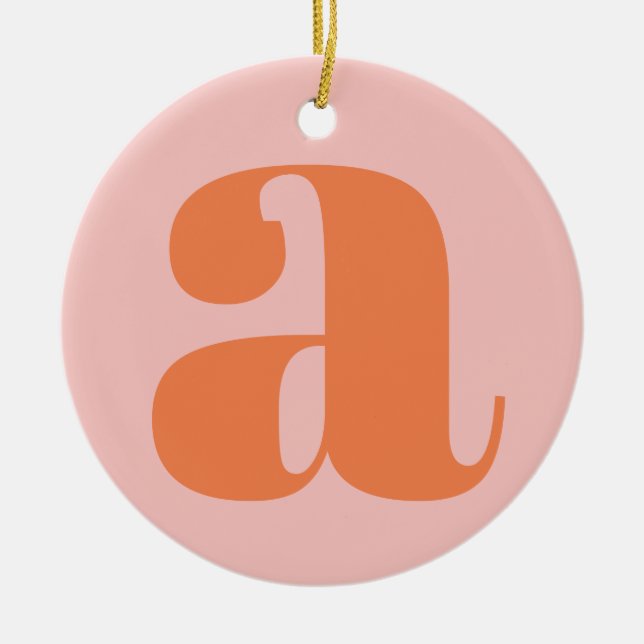 Modern Monogram Initial Letter Pastel Pink Orange セラミックオーナメント (正面)