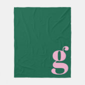 Modern Monogram Initial Letter Pink Green Preppy フリースブランケット (正面)