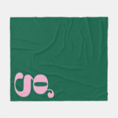 Modern Monogram Initial Letter Pink Green Preppy フリースブランケット (正面(横))
