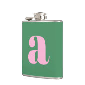 Modern Monogram Initial Letter Pink Green Wedding フラスク (左)