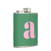 Modern Monogram Initial Letter Pink Green Wedding フラスク (右)