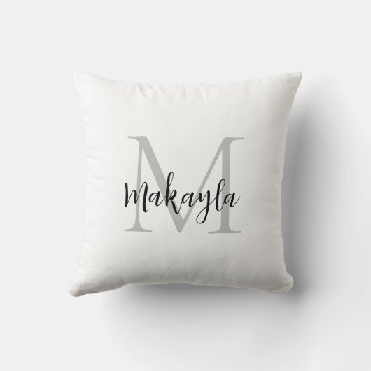 Modern Monogram Initial Letter Script Name  Throw クッション (裏面)