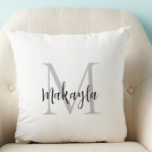 Modern Monogram Initial Letter Script Name  Throw クッション