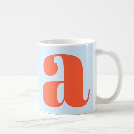 Modern Monogram Initial Letter Soft Blue Orange コーヒーマグカップ (右)
