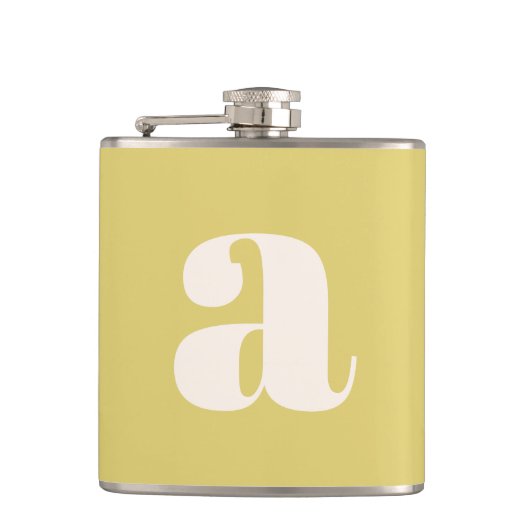 Modern Monogram Initial Letter Soft Yellow Wedding フラスク (正面)