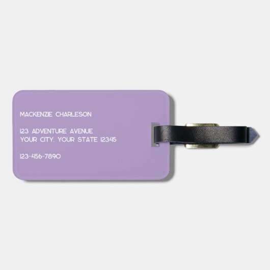 Modern Monogram Initial Lilac Pastel ラゲッジタグ (裏面横)