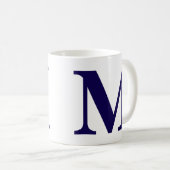 Modern Monogram Initial Modern Blue Coffee Mug  コーヒーマグカップ (正面右)