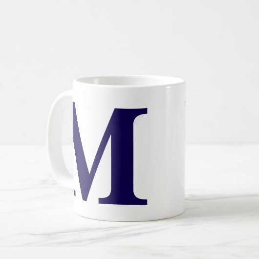Modern Monogram Initial Modern Blue Coffee Mug  コーヒーマグカップ (正面左)