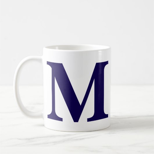 Modern Monogram Initial Modern Blue Coffee Mug  コーヒーマグカップ (左)