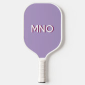 Modern Monogram Initials Drop Shadow Pastel Lilac ピックルボールラケット (裏面)