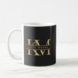 Modern Monogram Initials Professional Black Gold コーヒーマグカップ